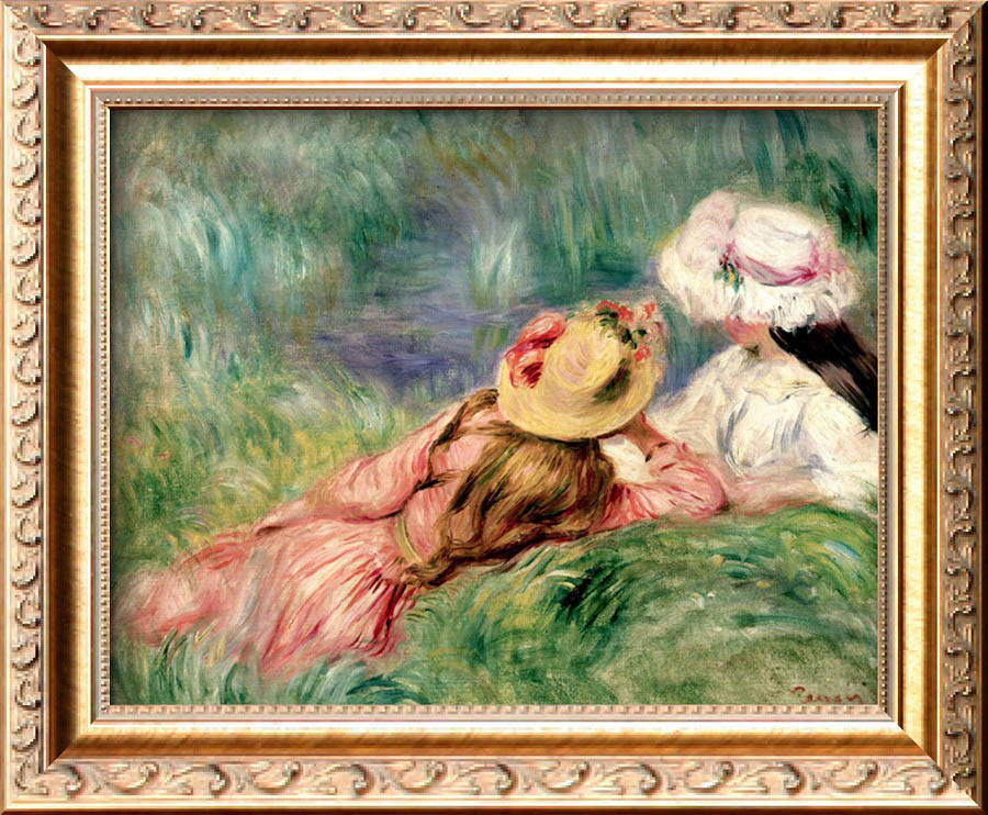 Young Girls on the River Bank - Pierre Auguste Renoir Painting